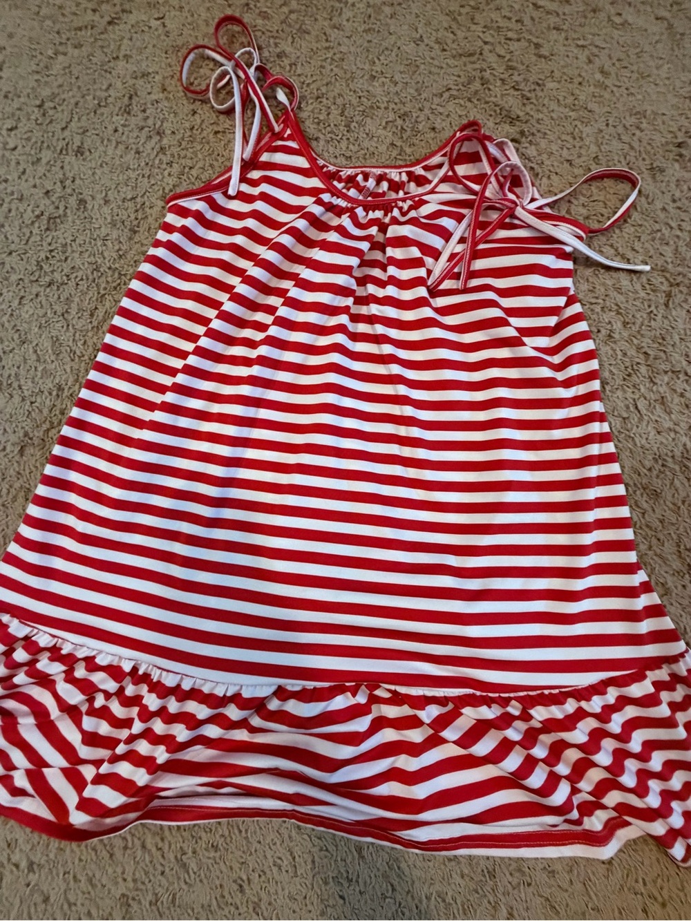 SHEIN Red and White Striped Summer Dress